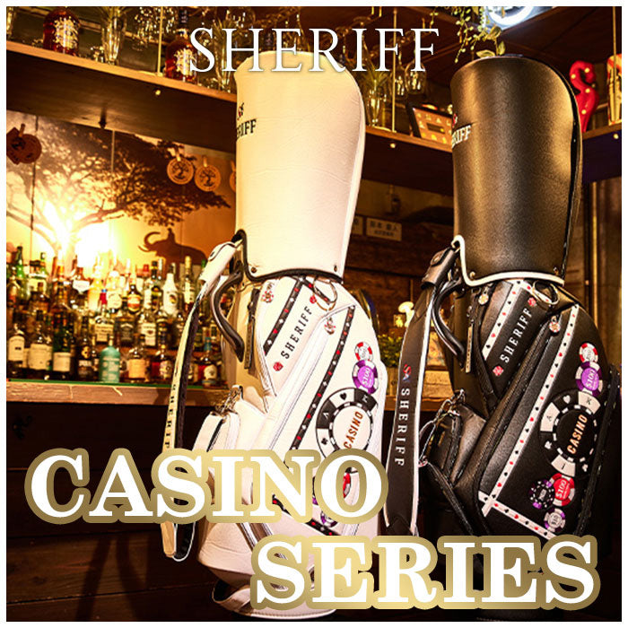 シェリフ ゴルフ SHERIFF SCA-008 スタンダードモデル カジノ シリーズ キャディバッグ 数量限定モデル 9インチ ゴルフ バッグ ホワイト/ブラック
